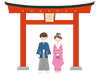 Shrine ｜ Torii ｜ New Year ｜ Kimono-Free Illustrations ｜ People / Seasons / Events