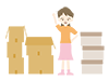 Moving completed ｜ Women ｜ Cardboard ｜ Cleaning up --Free illustrations ｜ People / seasons / events