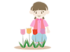 Tulips ｜ Girls-Free Illustrations ｜ People / Seasons / Events
