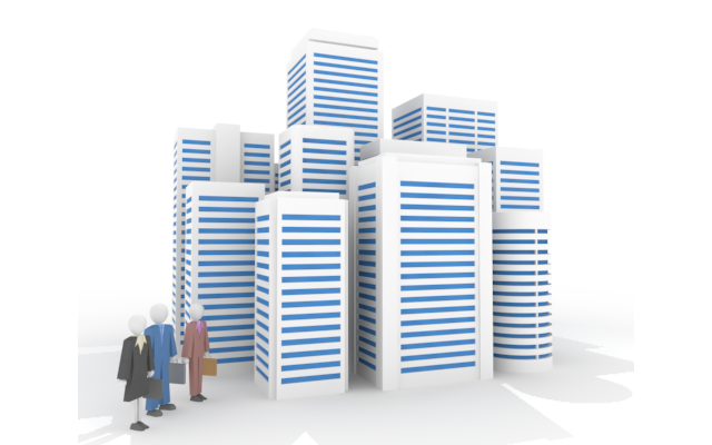 オフィス街 / M&A / イラスト素材/無料で使える/ビジネスシーン/経営 - イラスト/写真/フリー素材/クリップアート/フォト/商用使用OK