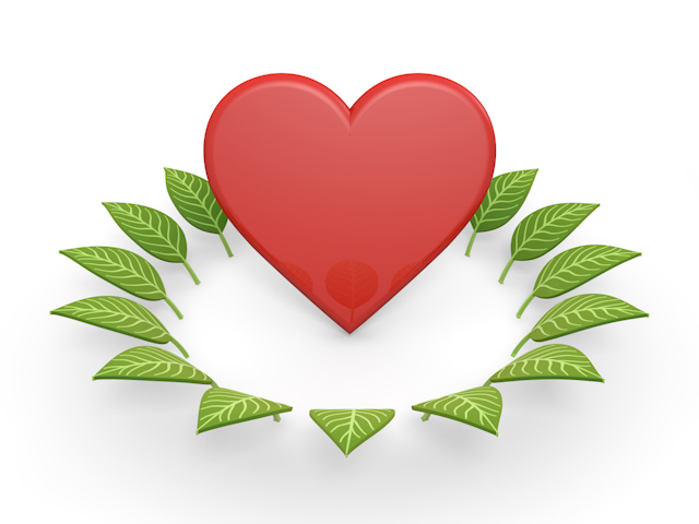 ハート | 赤色 | サイクル | 葉っぱ  | 環境・自然・エネルギー・災害 - エネルギー / 地球 / 自然 / 環境 / 写真 / イラスト / フリー素材 / ダウンロード