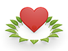 ハート | 赤色 | サイクル | 葉っぱ  | 環境・自然・エネルギー・災害 - 環境イメージ｜フリーイラスト素材