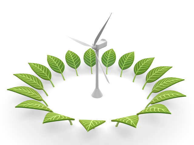風力発電 | タービン | 葉っぱ | サイクル素材 | 環境・自然・エネルギー・災害 - エネルギー / 地球 / 自然 / 環境 / 写真 / イラスト / フリー素材 / ダウンロード