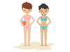Sandy beach ｜ Beach ｜ Women ｜ Sunburn-Free illustrations ｜ People / seasons / events