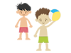 Sea ｜ Children ｜ Beach Volleyball --Free Illustrations ｜ People / Seasons / Events