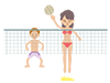 Beach volleyball ｜ Sandy beach ｜ Sea ――Free illustrations ｜ People / seasons / events
