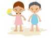 Sandy beach ｜ Ball play ｜ Children ――Free illustrations ｜ People / seasons / events
