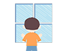 Window ｜ Boy ｜ Outside ｜ Rainy season --Free illustrations ｜ People / seasons / events