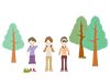 Hiking ｜ Forest ｜ Women's Group ――Free Illustration ｜ People / Seasons / Events