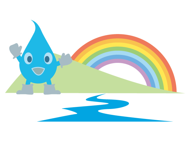 山 | 虹 | キャラクター | 水滴 | 環境 | 自然 | エネルギー | 災害 - 汚染/工場/環境/地球/自然/きれい/イラスト/無料/クリップアート