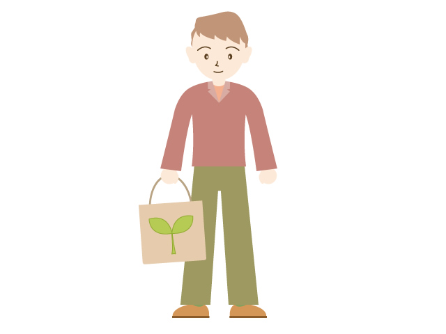 男性 | エコバッグ | 環境・自然・エネルギー・災害素材 - 汚染/工場/環境/地球/自然/きれい/イラスト/無料/クリップアート