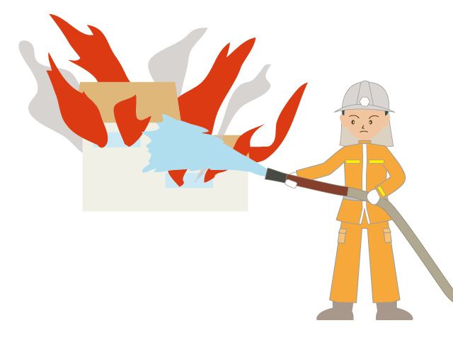 消防士 | 消火活動 | 火事  | 環境・自然・エネルギー・災害 - 汚染/工場/環境/地球/自然/きれい/イラスト/無料/クリップアート