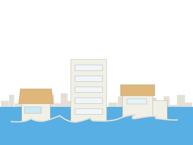 洪水 | 津波 | 家が流される | 環境 | 自然 | エネルギー | 災害 - 汚染/工場/環境/地球/自然/きれい/イラスト/無料/クリップアート