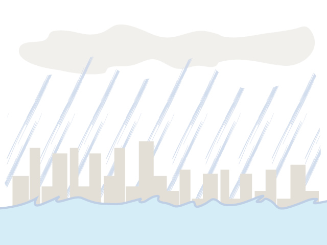 大雨 | 洪水 | 都市 | 環境 | 自然 | エネルギー | 災害 - 汚染/工場/環境/地球/自然/きれい/イラスト/無料/クリップアート