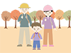 Family ｜ Autumn leaves ｜ Red-Free illustrations ｜ People / seasons / events