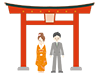 New Year ｜ Torii ｜ Shrine ｜ Couple-Free Illustration ｜ People / Seasons / Events