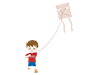 Kite flying ｜ Children ｜ Running --Free illustrations ｜ People / seasons / events