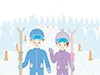 Ski resort ｜ Lift platform ｜ Men and women-Free illustrations ｜ People / seasons / events