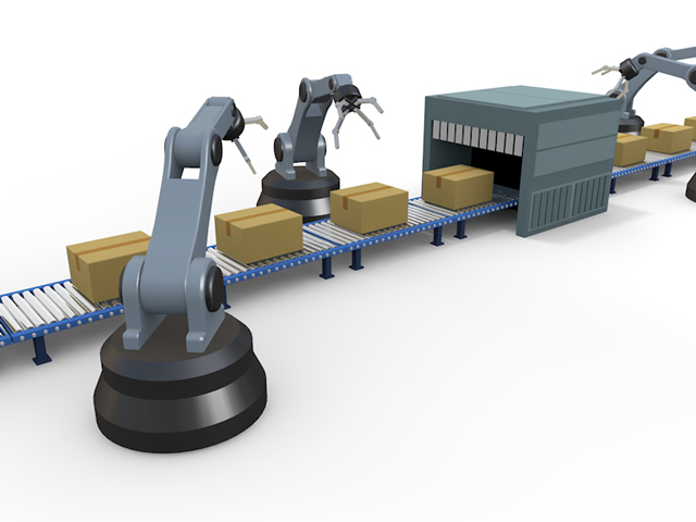 流れ作業｜倉庫｜機械｜ベルトコンベアー｜作業員 - 生産/イラスト/インダストリー/写真/イメージ/フォト/フリー素材