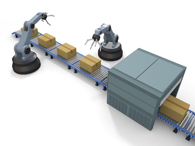 機械を操作する｜自動で機械が振り分け｜人間に変わって機械が働く - 生産/イラスト/インダストリー/写真/イメージ/フォト/フリー素材