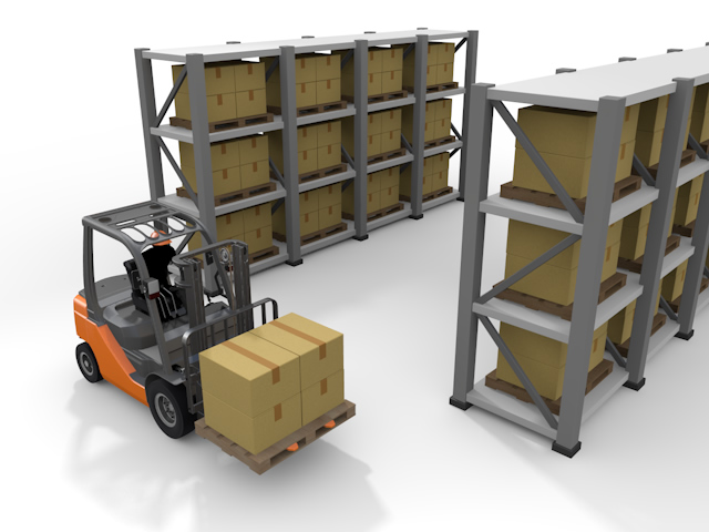 倉庫で働く｜フォークリフトを運転する｜在庫管理｜商品・荷物 - 生産/イラスト/インダストリー/写真/イメージ/フォト/フリー素材