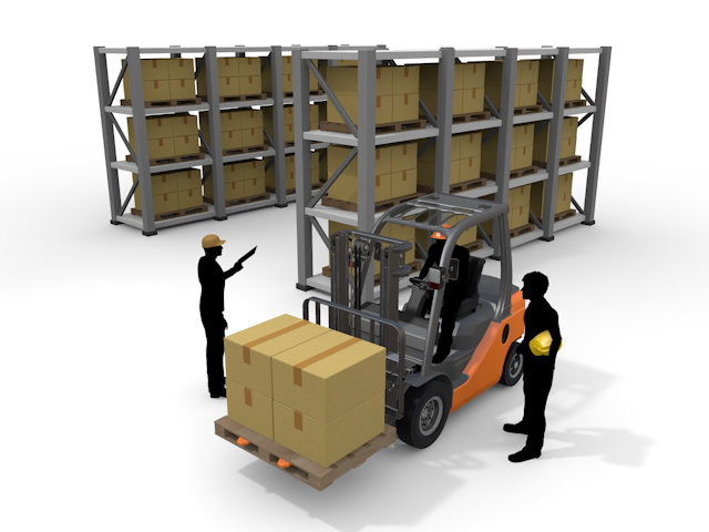 フォークリフトで荷物を運ぶ｜倉庫での作業｜軽作業｜整理整頓 - 生産/イラスト/インダストリー/写真/イメージ/フォト/フリー素材