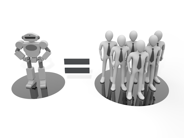 多数の人間の労力｜1体のロボットの労力｜等しい - テクノロジー / 技術開発 / 写真 / 3D / 科学 / イラスト / フォト / 無料 / 機械