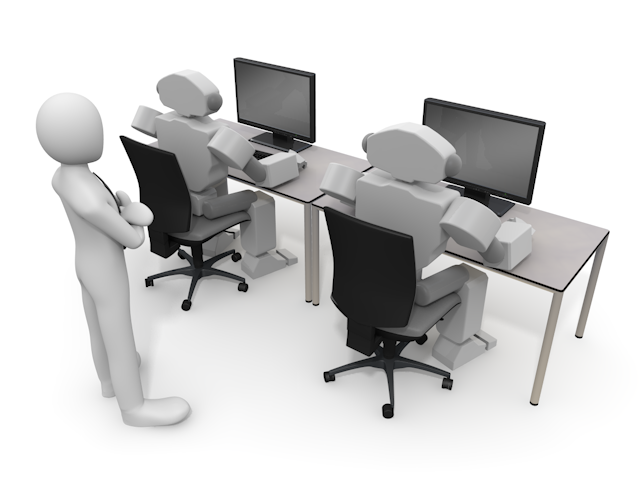 ロボットを監視する人物｜ロボットの部下 - テクノロジー / 技術開発 / 写真 / 3D / 科学 / イラスト / フォト / 無料 / 機械