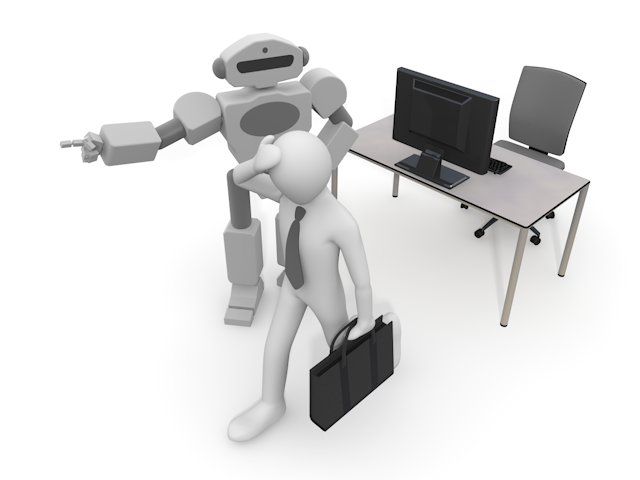 指示を与えるロボット上司｜従う人間社員 - テクノロジー / 技術開発 / 写真 / 3D / 科学 / イラスト / フォト / 無料 / 機械