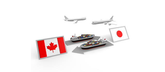 カナダ国/貿易/図解/飛行機/船/日本の国旗 - イラスト/写真/フリー素材/クリップアート/フォト/商用使用OK