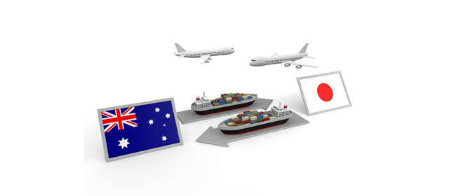 オーストラリア国/貿易/図解/飛行機/船/日本の国旗 - イラスト/写真/フリー素材/クリップアート/フォト/商用使用OK