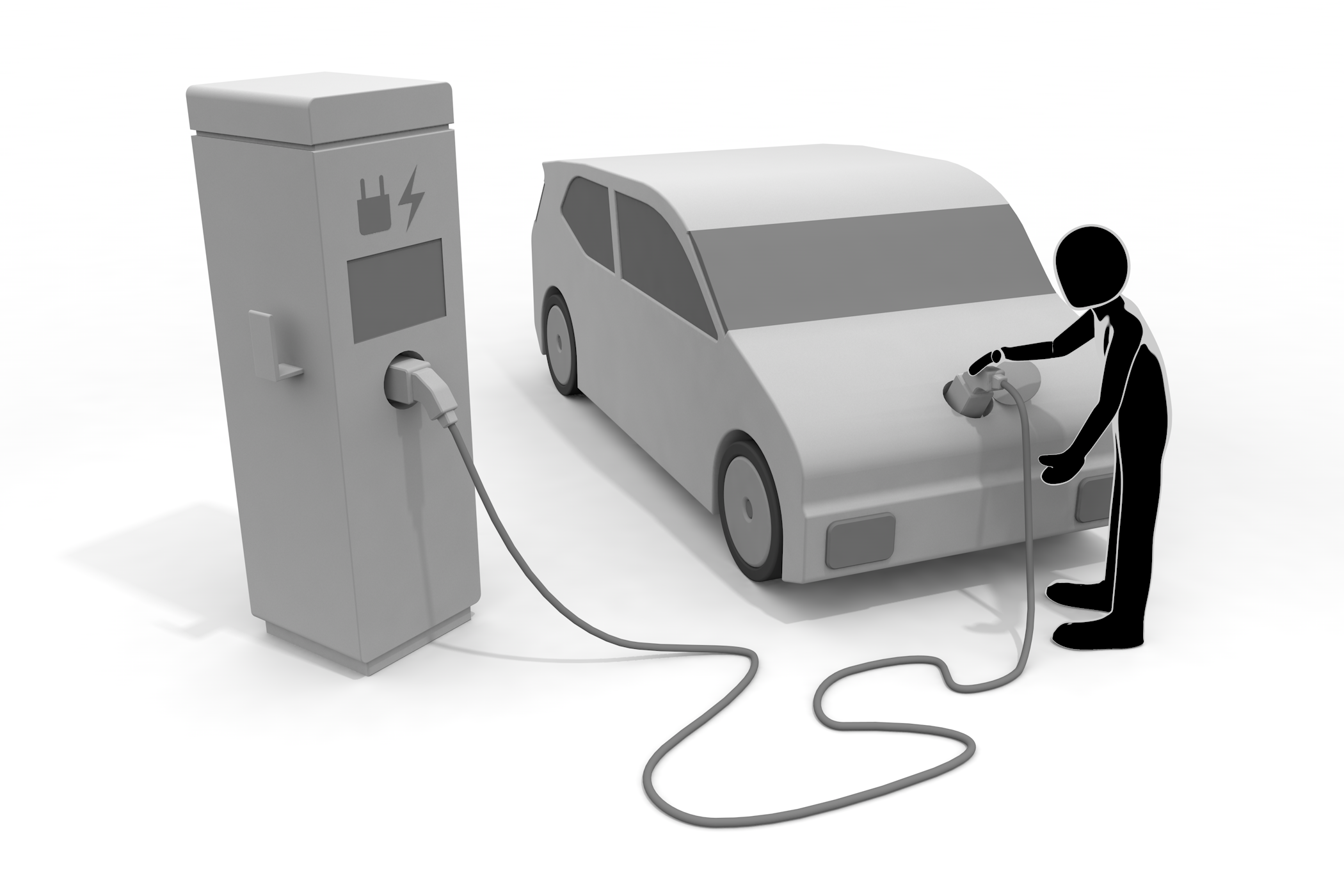 CHARGER / 市販電気自動車 / 電動パワートレイン / 自動運転 - イラスト/3Dレンダリング/フリー素材/商用使用OK