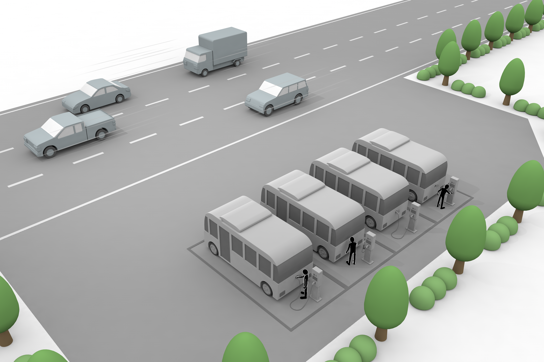 自動運転 / 自動運転技術 / 先進技術 / モーター - イラスト/3Dレンダリング/フリー素材/商用使用OK