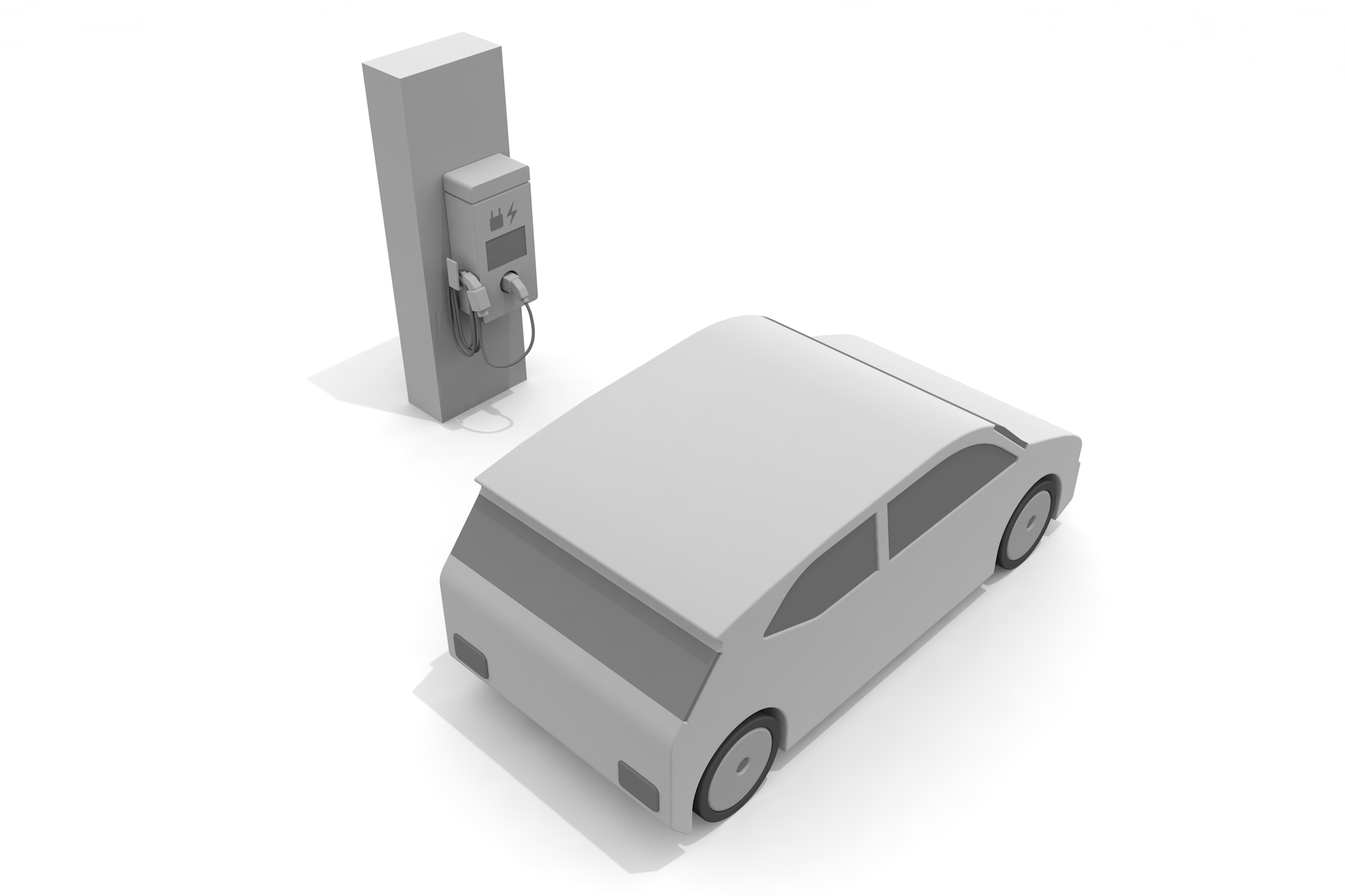 排気ガスを出さない/税優遇制度/V2H（ビークル・トゥ・ホーム）タイプ - イラスト/3Dレンダリング/フリー素材/商用使用OK