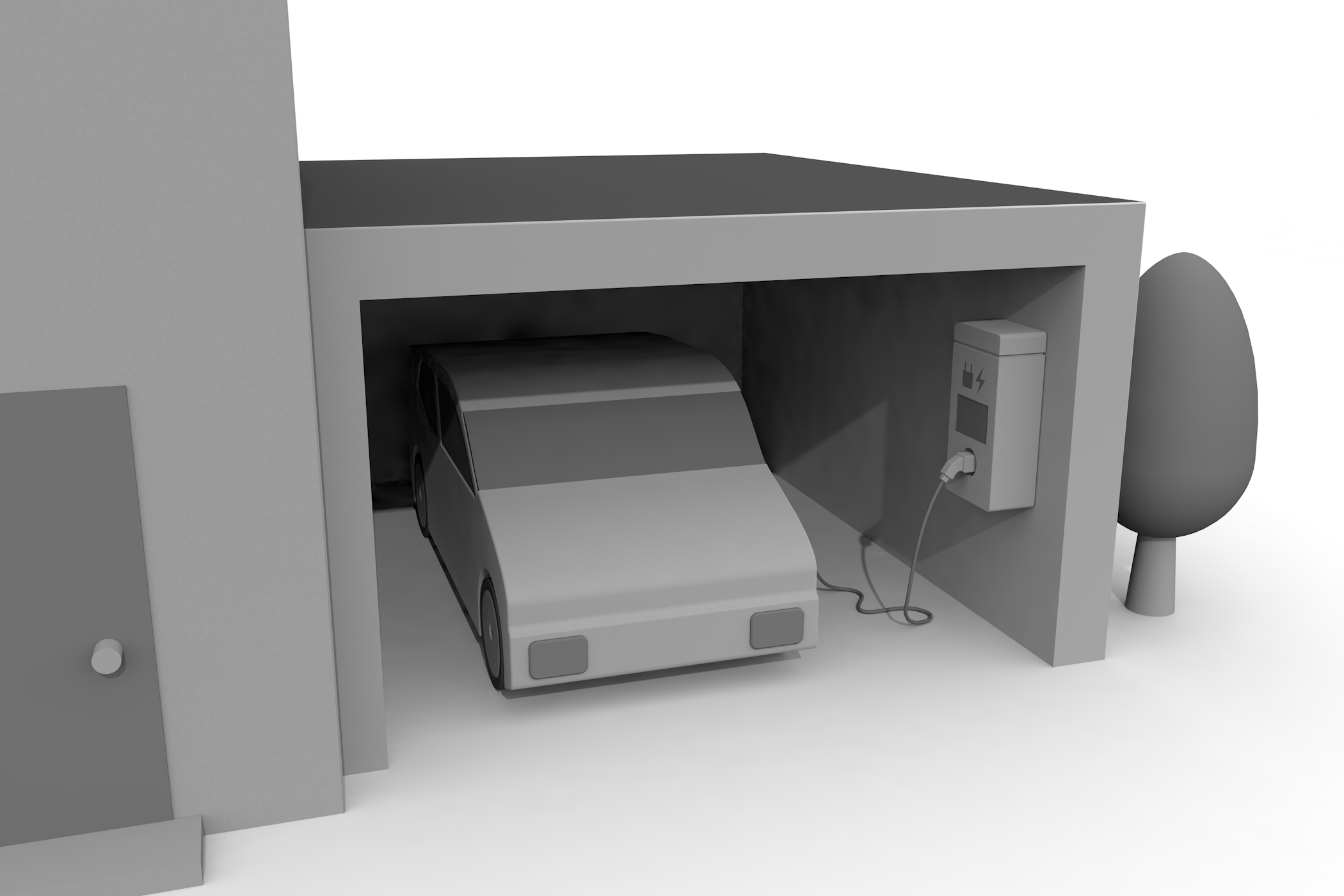 電気自動車の基本情報/エンジンを搭載/充電スポット検索 - イラスト/3Dレンダリング/フリー素材/商用使用OK