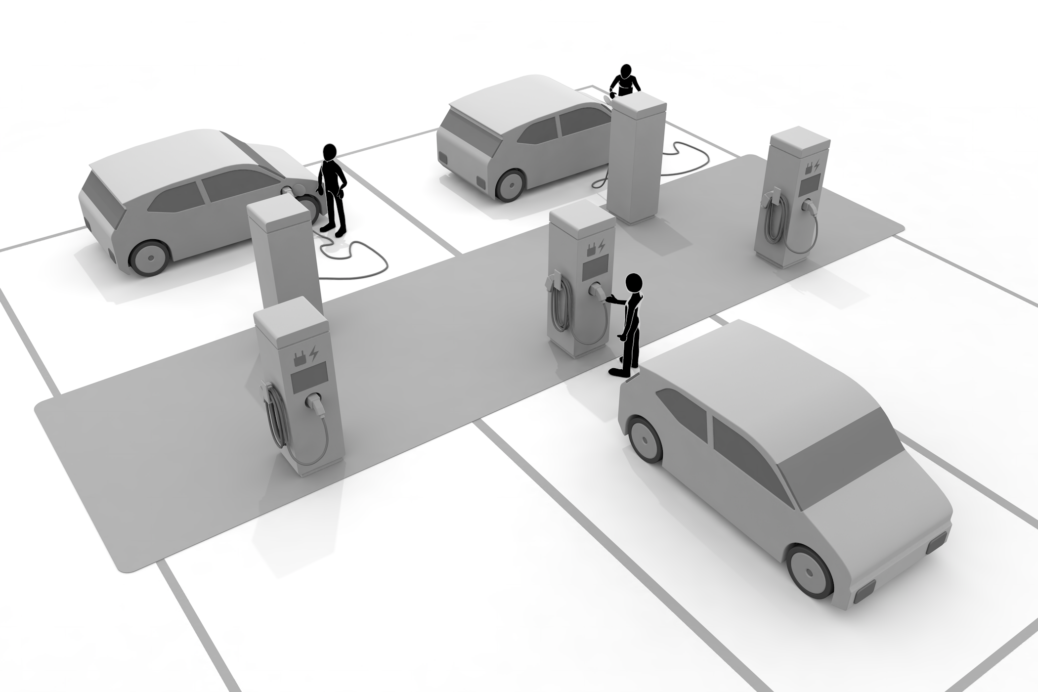 設備を導入/充電器が数多く設置/全国の充電スポットの詳細 - イラスト/3Dレンダリング/フリー素材/商用使用OK