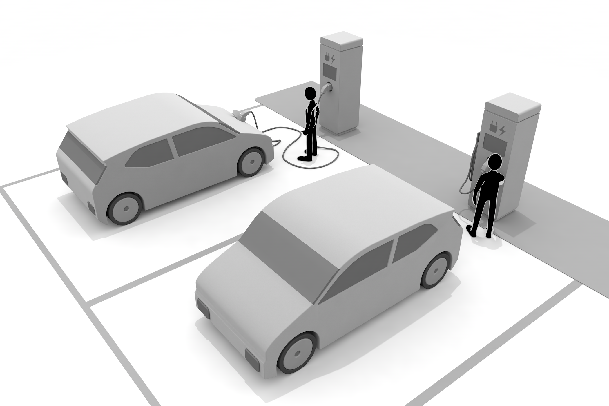 モーターで走行/EV（Electric Vehicle）/経年劣化/日常でEV - イラスト/3Dレンダリング/フリー素材/商用使用OK