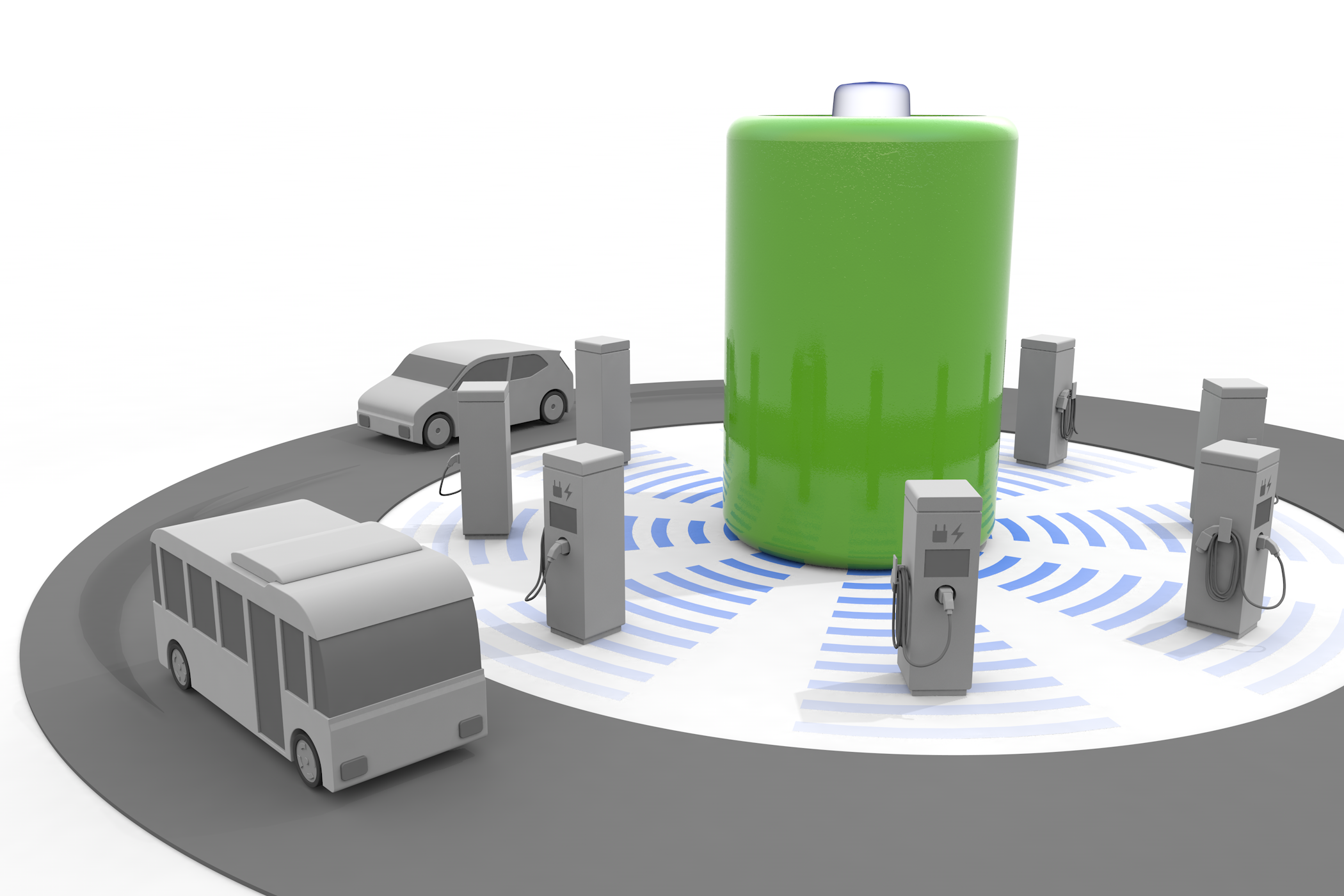 次世代自動車振興センター/モーターで走るEV - イラスト/3Dレンダリング/フリー素材/商用使用OK