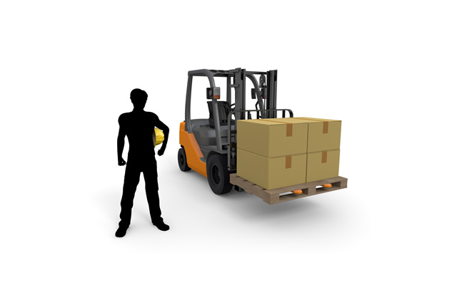 在庫/若い /ヘルメット /段ボール/配達 / 配送 / 運輸 - 生産/イラスト/インダストリー/写真/イメージ/フォト/フリー素材