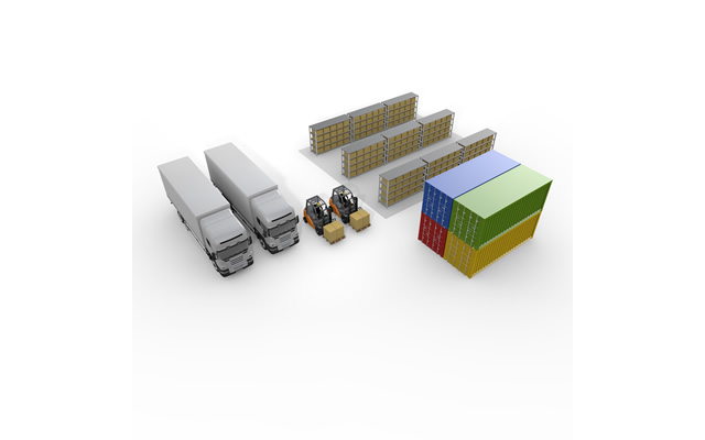 コンテナ/運ぶ/運転/技術/運送/配送センター / 物流センター - 生産/イラスト/インダストリー/写真/イメージ/フォト/フリー素材