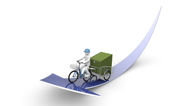 自転車で配達 - 生産/イラスト/インダストリー/写真/イメージ/フォト/フリー素材
