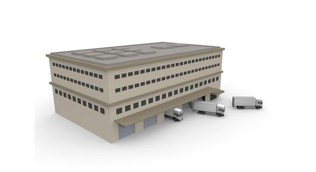 倉庫から配達に向かうトラック - 生産/イラスト/インダストリー/写真/イメージ/フォト/フリー素材