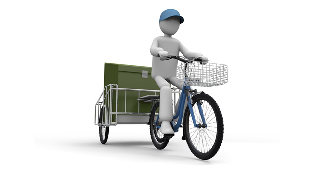自転車で配達 - 生産/イラスト/インダストリー/写真/イメージ/フォト/フリー素材
