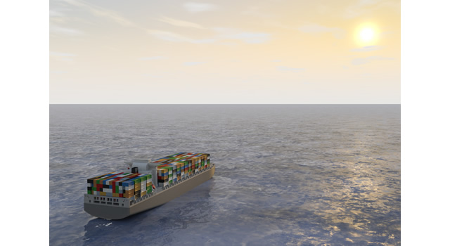 夕陽/大型船 - 生産/イラスト/インダストリー/写真/イメージ/フォト/フリー素材