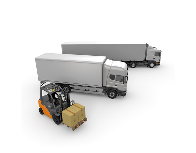 フォークリフト/荷物/トラック - 生産/イラスト/インダストリー/写真/イメージ/フォト/フリー素材