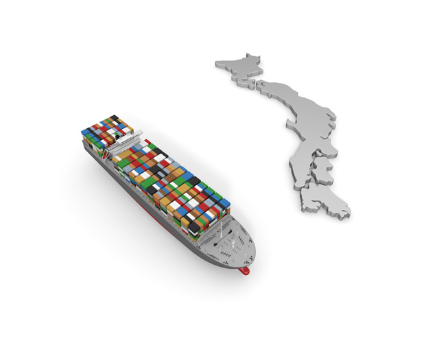 日本地図/貨物船 - 生産/イラスト/インダストリー/写真/イメージ/フォト/フリー素材