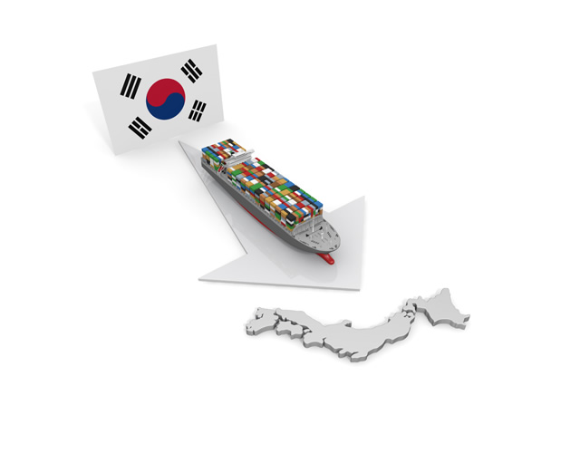 韓国/貨物船/輸入/日本/貿易 - 生産/イラスト/インダストリー/写真/イメージ/フォト/フリー素材
