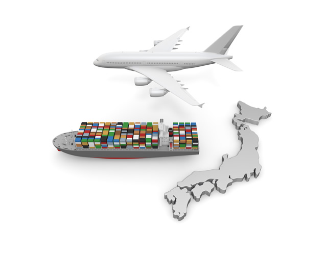 日本/輸入/貿易/飛行機/貨物 - 生産/イラスト/インダストリー/写真/イメージ/フォト/フリー素材