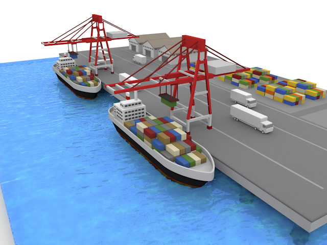 配達｜運搬｜港 - 生産/イラスト/インダストリー/写真/イメージ/フォト/フリー素材