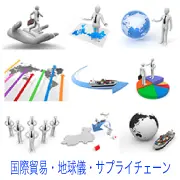 手のひらの上の支援、日本や世界地図での戦略立案、海運ルートの矢印、円グラフ上の合意、集団を率いるリーダー、日中貿易など、グローバルビジネスの3D人物素材セット。